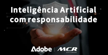 Documento digital com selo de segurança e credenciais de conteúdo Adobe, representando ética e privacidade em IA
